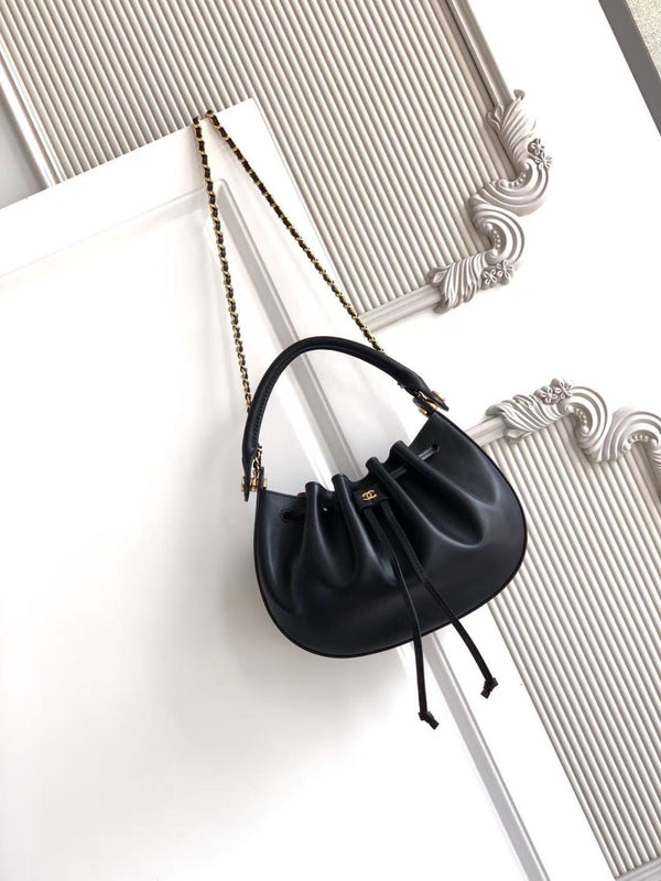 Chanel 2026 Drawstring Cloud Bucket Bag 32cm Suede Calfskin