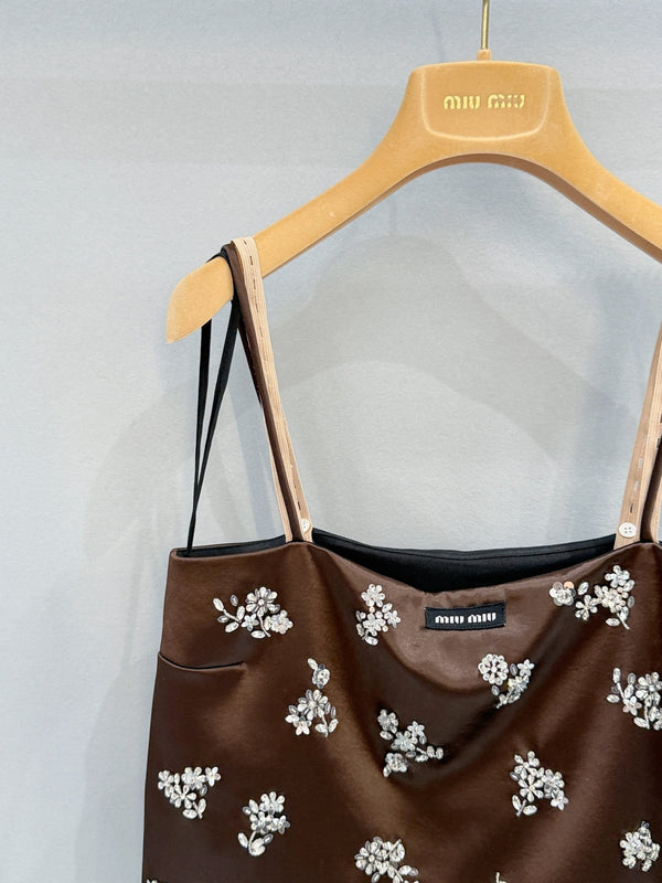 Miu Rhinestone Camisole in YB Acetate Blend