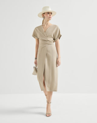 BC 26s Wrap-Effect Dress Viscose Linen 398865