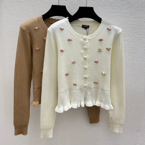CC 2026 Floral Knitted Long Sleeve Cardigan Wool 913501