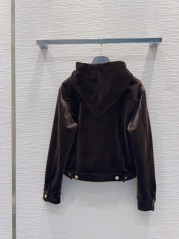 LV 26FW Hooded Velvet Jacket Monogram Hood Polyester 436390