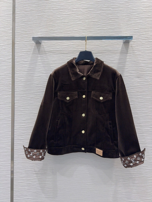 LV 26FW Velvet Jacket Vintage Casual Polyester 436407