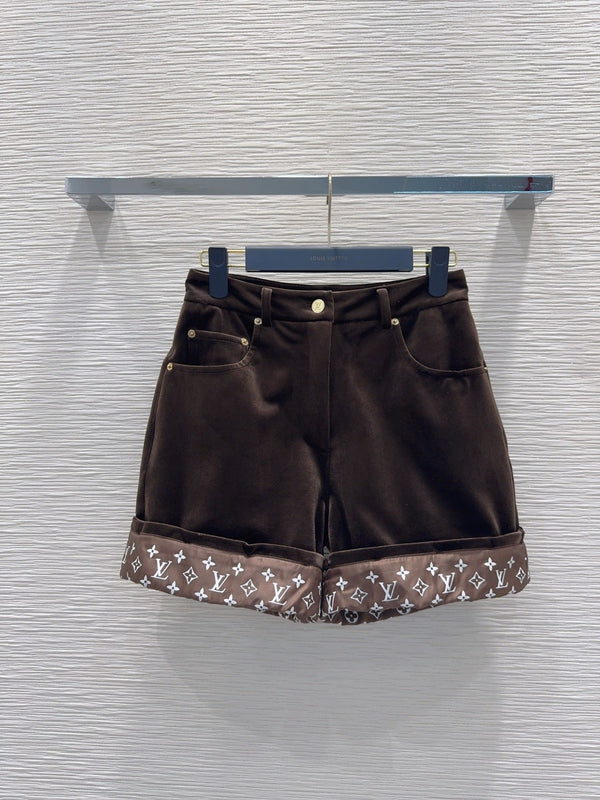 LV 26FW Velvet Shorts Vintage Casual Polyester 436415