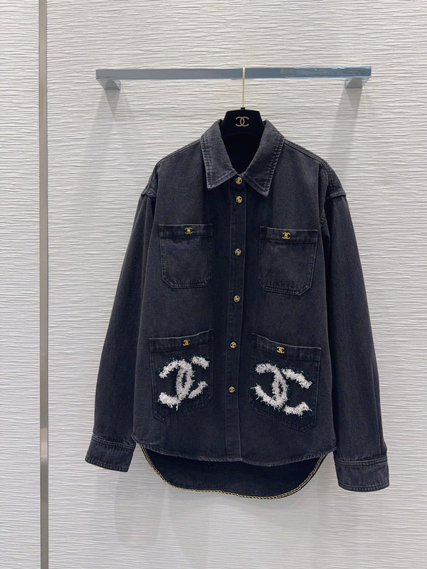 CC 26S Button-Down Shirt Frayed Logo Patch Pockets Cotton 436537