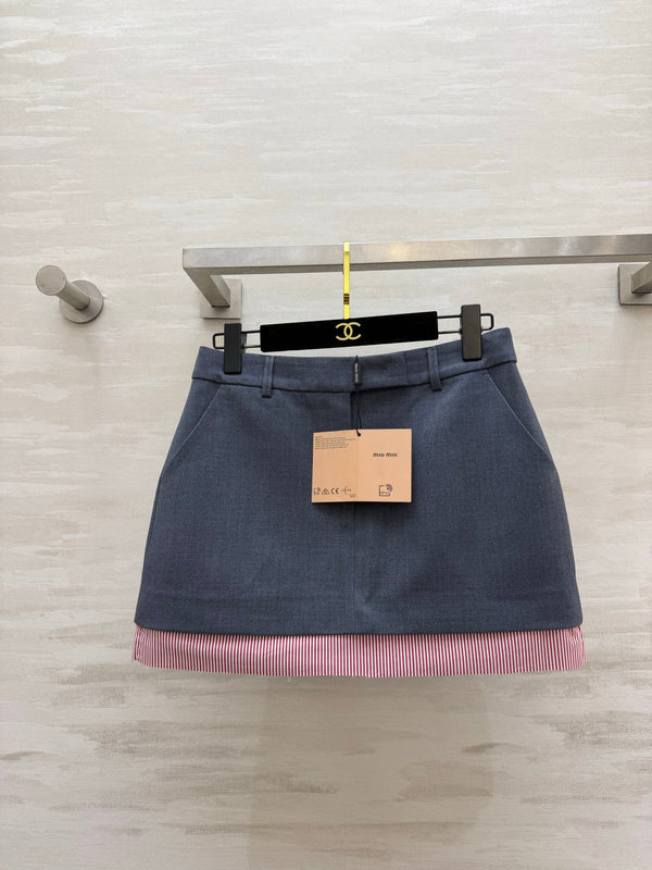 Miu 26s Blazer and Skirt Set Grey Red Pink 438741