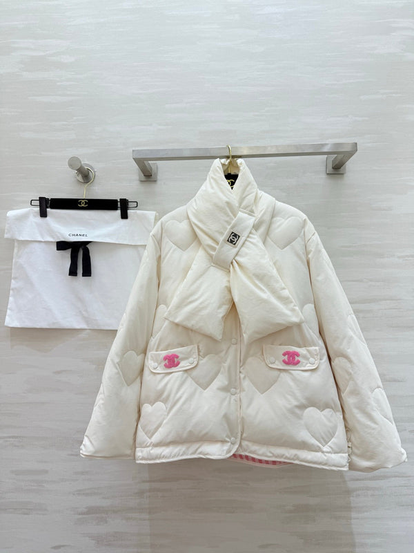 CC 26S Reversible Quilted Down Cotton Jacket Scarf Collar 435327