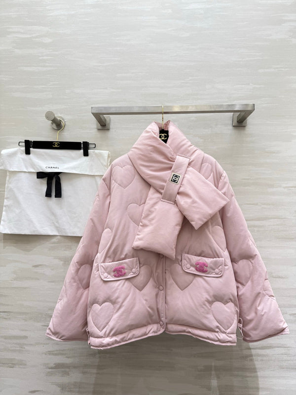 CC 26S Reversible Quilted Down Cotton Jacket Scarf Collar 435327