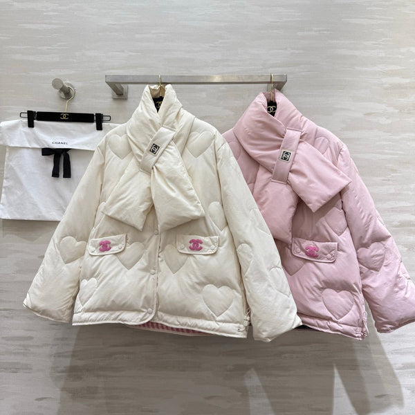 CC 26S Reversible Quilted Down Cotton Jacket Scarf Collar 435327