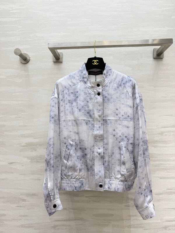 LV 26S Watercolor Monogram Stand-Collar Jacket & Cargo Joggers Set Light Blue Silk 436971