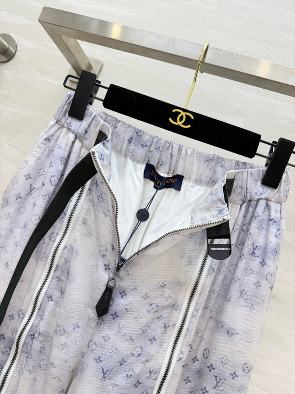 LV 26S Watercolor Monogram Stand-Collar Jacket & Cargo Joggers Set Light Blue Silk 436971