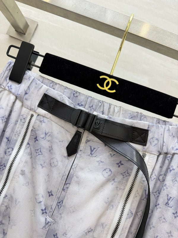 LV 26S Watercolor Monogram Stand-Collar Jacket & Cargo Joggers Set Light Blue Silk 436971