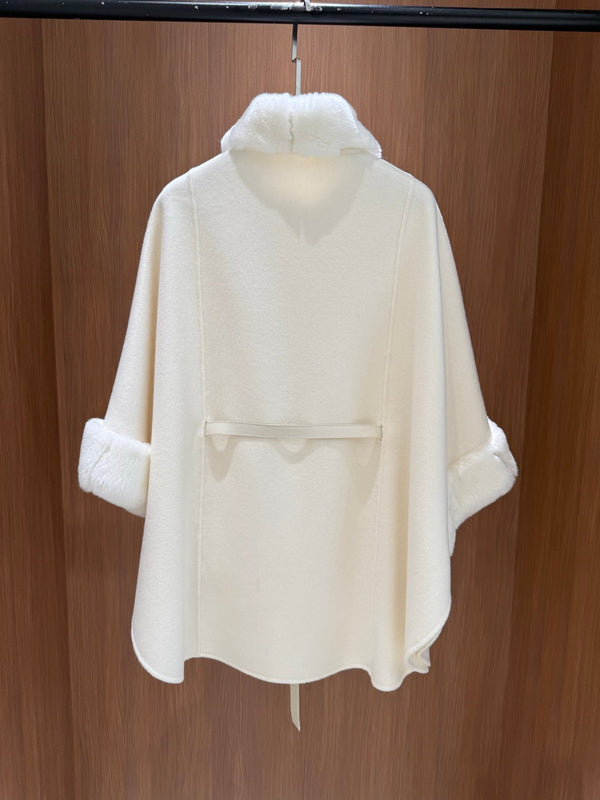 LP 26FW Cape Coat Rabbit Fur Collar and Cuffs Wool 440863