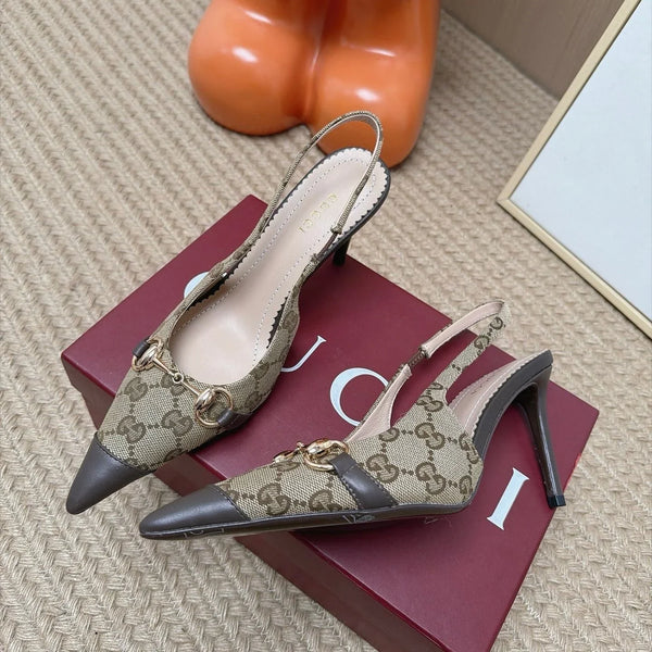 GG 26s Slingback Heels 10.5cm Canvas Mix Lambskin