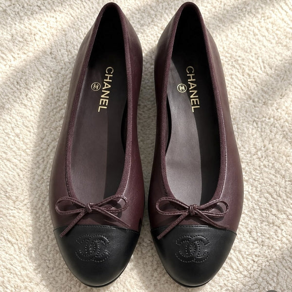 CC 2026 Ballet Flat Deep Chocolate Mix Black Lambskin