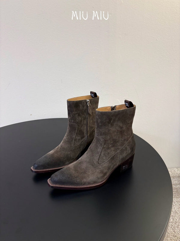 Miu 26s Western Ankle Boots Suede