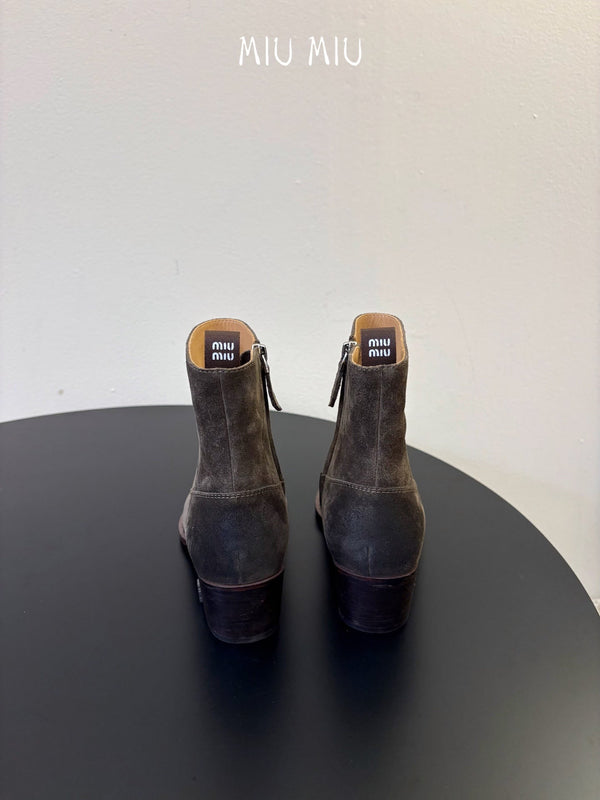 Miu 26s Western Ankle Boots Suede
