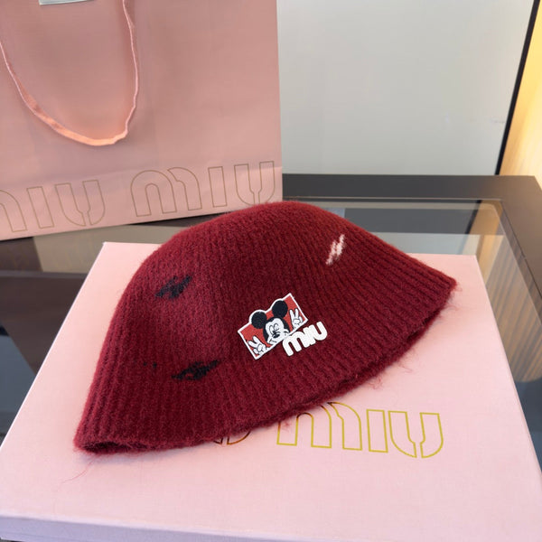 Miu Wool Bucket Hat With Cartoon Character 477554