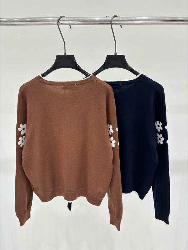 Miu 2026 Crew-Neck Embroidered Cardigan Wool 431814