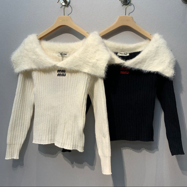 Miu 2026 Off The Shoulder Sweater Knit 421182