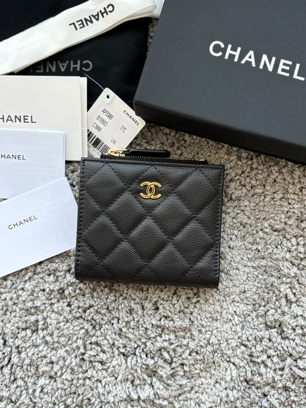 CC 2026 Double Zippered Short Wallet 11cm Leather 102531