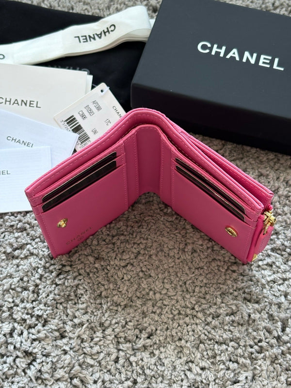 CC 2026 Double Zippered Short Wallet 11cm Leather 102531