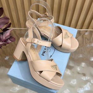 Prad 2026 Round-Toe Platform Sandals 75mm Cowhide 151253
