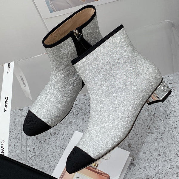 CC 2026 Cap-Toe Ankle Boots 30mm Glitter Fabric 162135