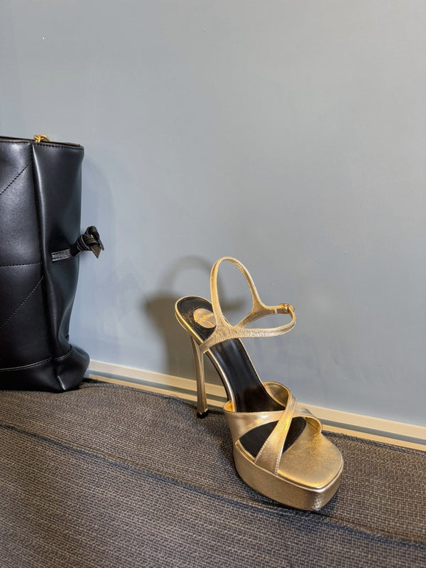 YSL 26S Cross-Strap Sandals 150 Mm Calfskin