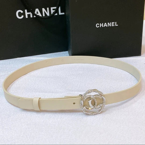 CC 2026 CC Rhinestone Twisted Belt 20mm Calfskin