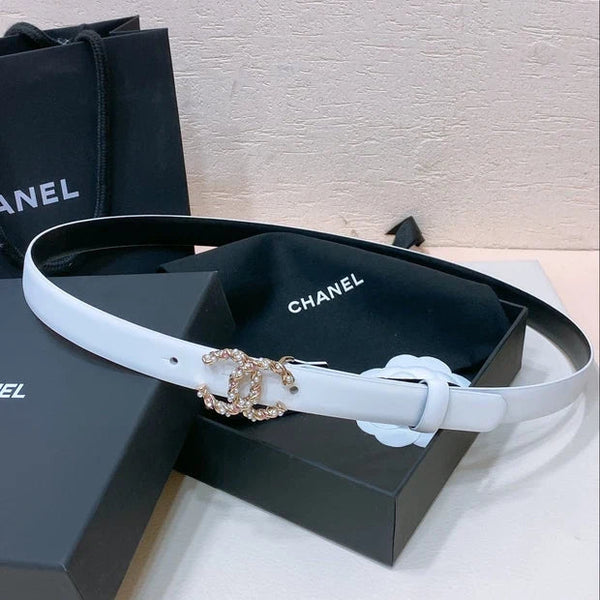 CC 2026 Pearl Rhinestone Buckle Belt 20mm Lambskin