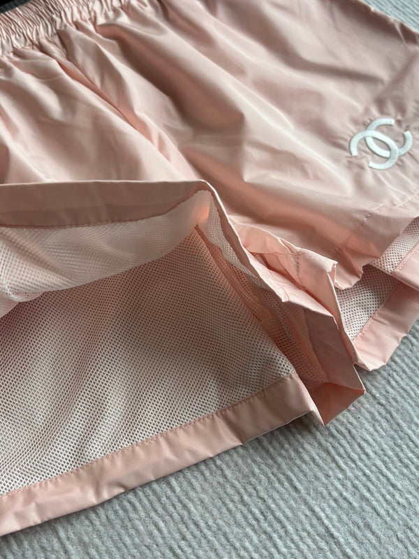 Chanel 26 Vintage Sunscreen Jacket and Short Set Pink in Cotton