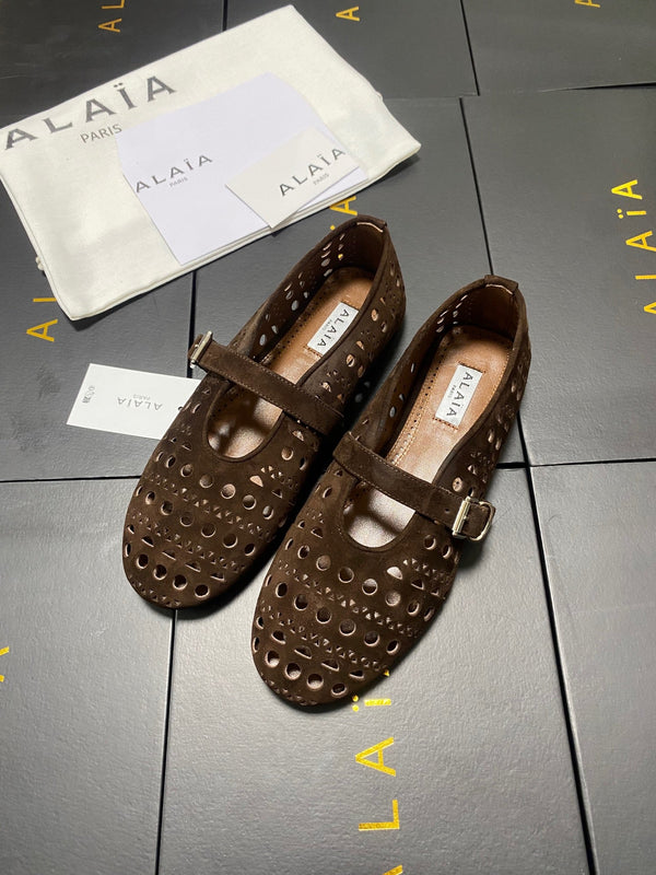 Alaia 26FW Vienne Ballet Flats Strap Suede 195008