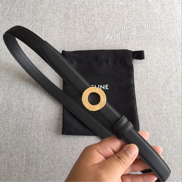 CL 2026 Disc Buckle & Reversible Strap Belt 2.5cm Leather