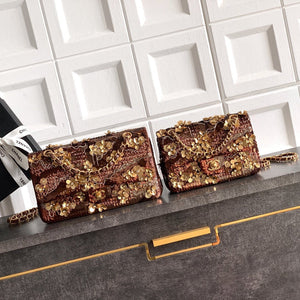 CC 2026 Flap Bag Brown Mix Colors Sequin Leather