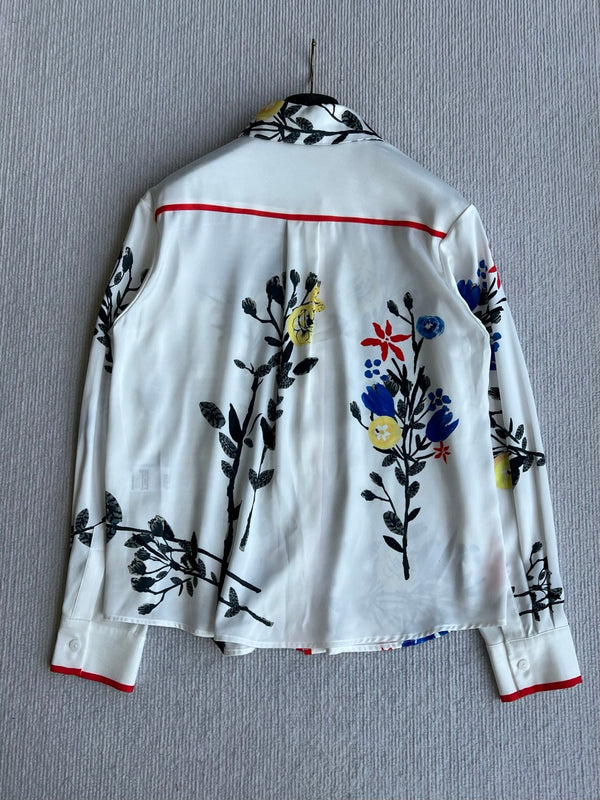 Chanel 26 Printed Shirt and Skirt White in Polyester