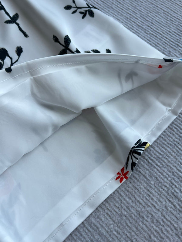 Chanel 26 Printed Shirt and Skirt White in Polyester
