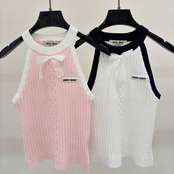 Miu 2026 Halter Neck Knitted Camisole Tencel 394729