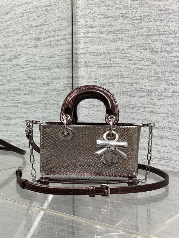 CD Lady D-Joy Bag Metallic Bronze Snakeskin Leather SHW 160003