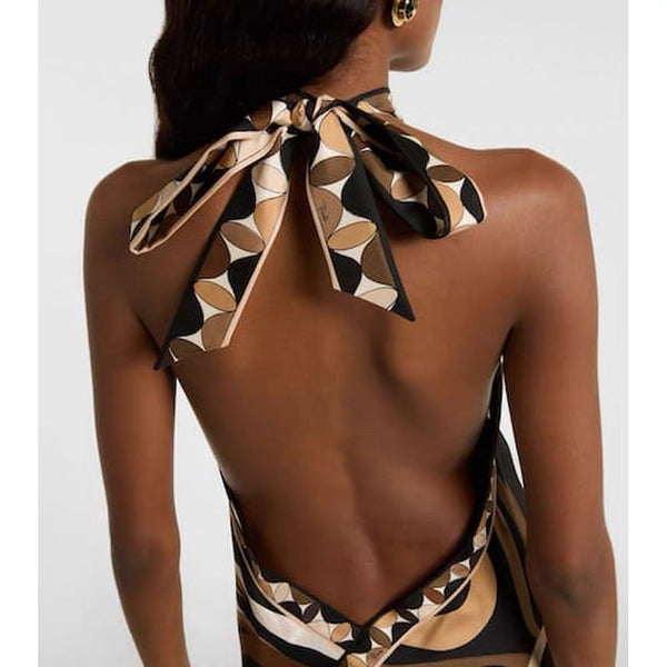 Pucci 26S Top & Midi Skirt Brown Silk Twill 02