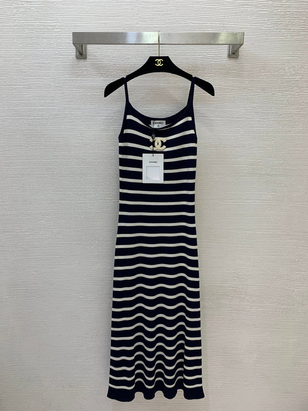 CC Striped Halter Knit Long Dress 411820