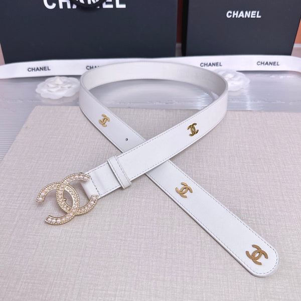 CC Quilted Belt 3CM Crystal Buckle Leather 213375