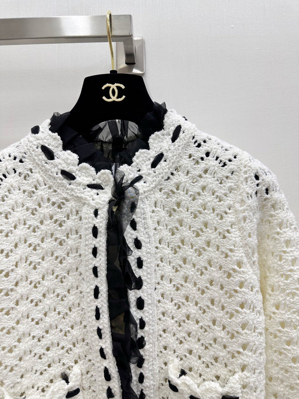 CC Crochet Jacket & Top Set White Tencel 756372