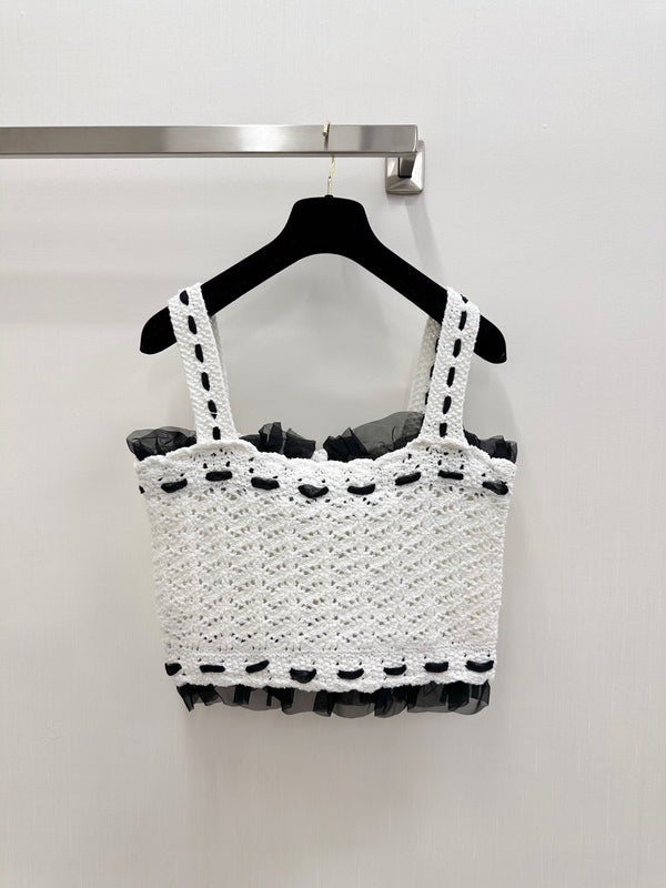 CC Crochet Jacket & Top Set White Tencel 756372