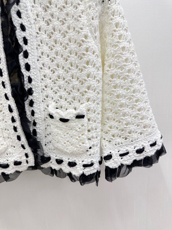 CC Crochet Jacket & Top Set White Tencel 756372