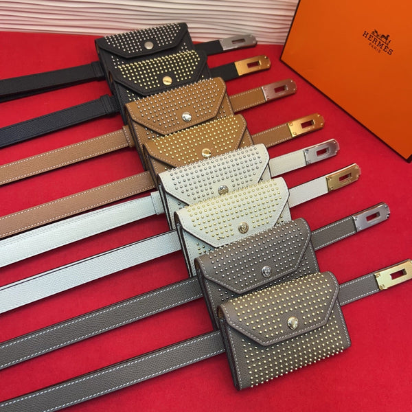 HM Kelly Pocket 18 Belt Studded Pouch Leather 214040