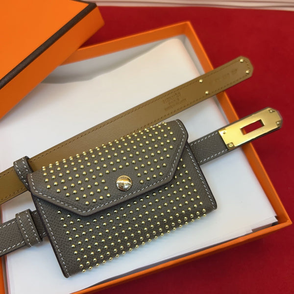 HM Kelly Pocket 18 Belt Studded Pouch Leather 214040