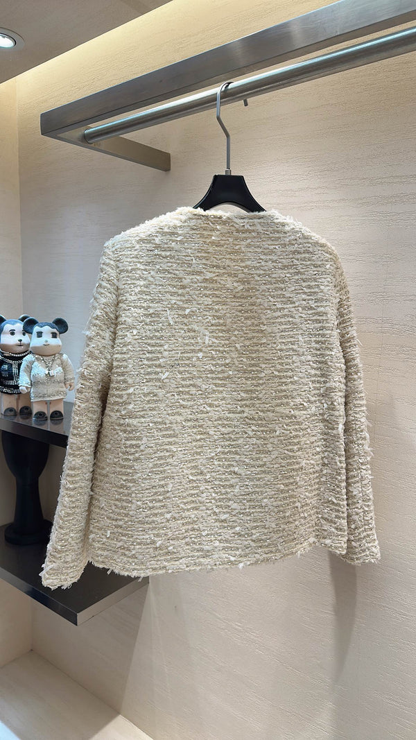 CC Fringe Jacket Cream White Tweed 415601