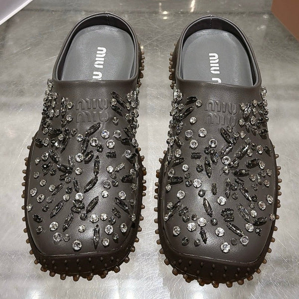 Miu Miu 2026 Embellished Studded Mule Calfskin 999598