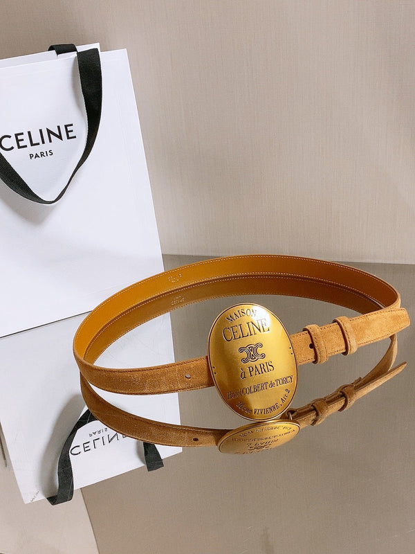 CE 26S Maison Belt 25mm Oval Badge Buckle Suede 218500