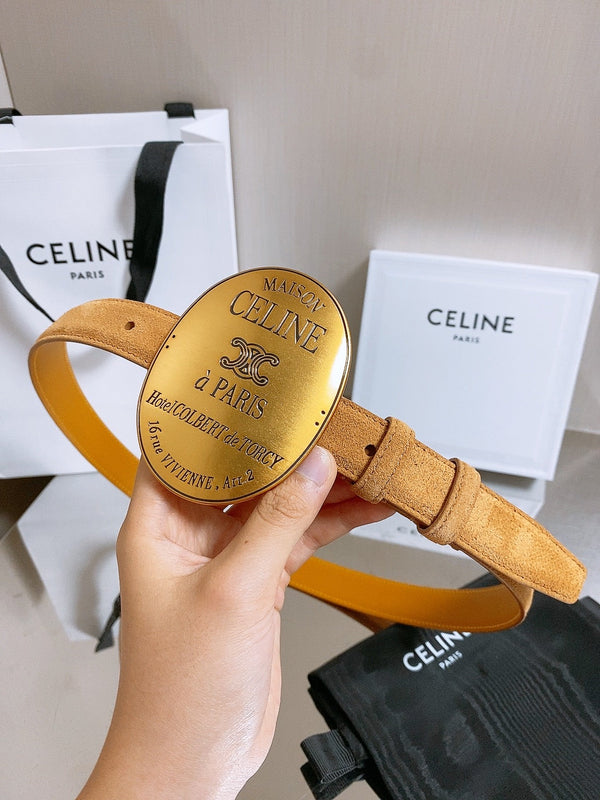 CE 26S Maison Belt 25mm Oval Badge Buckle Suede 218500